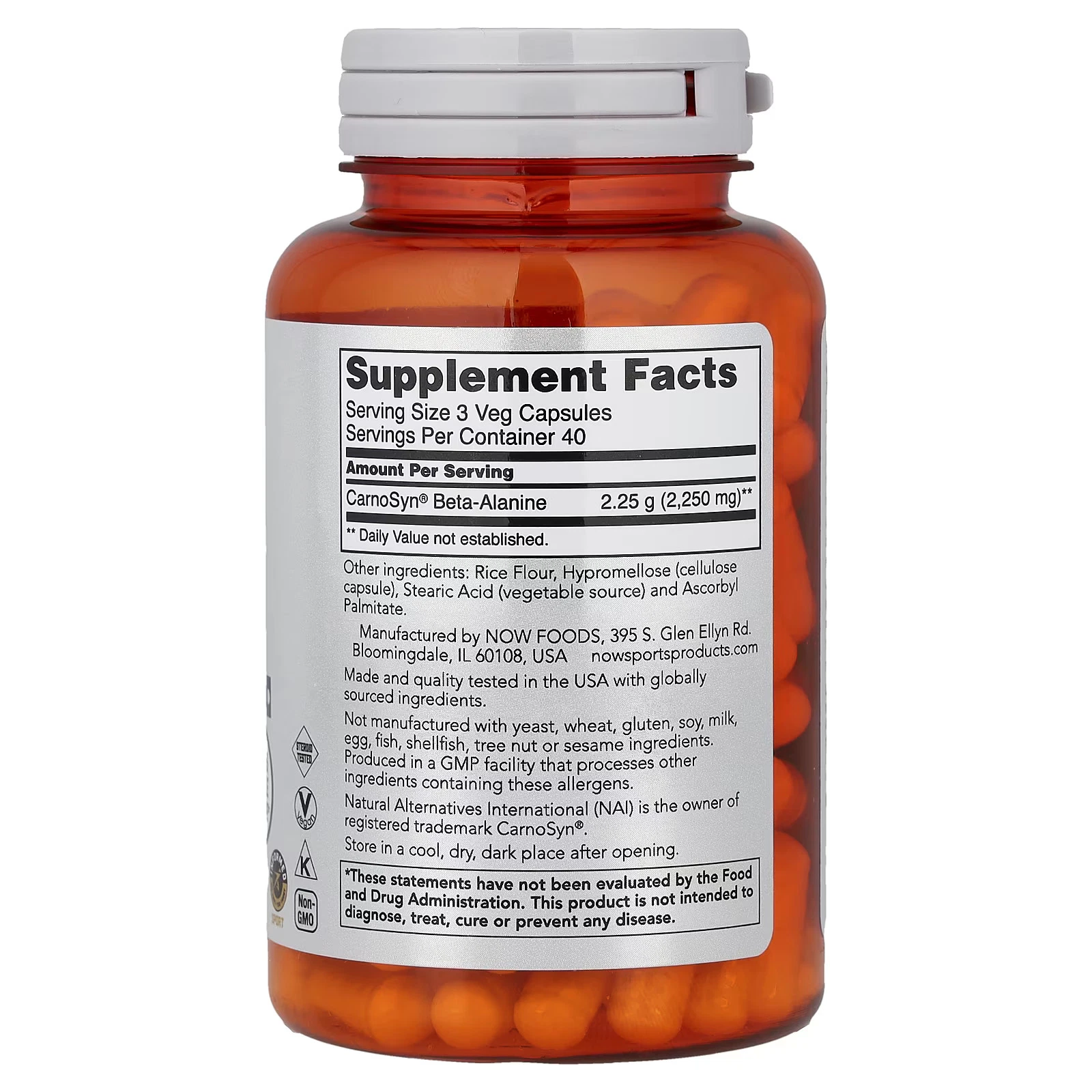 Beta Alanine 750 mg 120 Veg Caps - Image 3