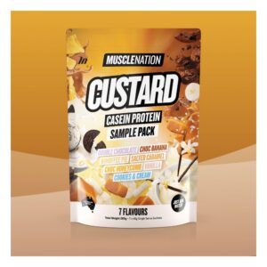 Muscle Nation CUSTARD Casein Protein Sample Pack 7 flavours 280g