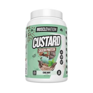 Muscle Nation CUSTARD Casein Protein 1kg Choc Mint tub