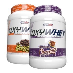 EHPlabs OxyWhey Twin Pack, 2 tubs: Peanut Butter Puffs and Delicious Chocolate