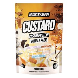 Muscle Nation CUSTARD Casein Protein Sample Pack – 7 Flavours